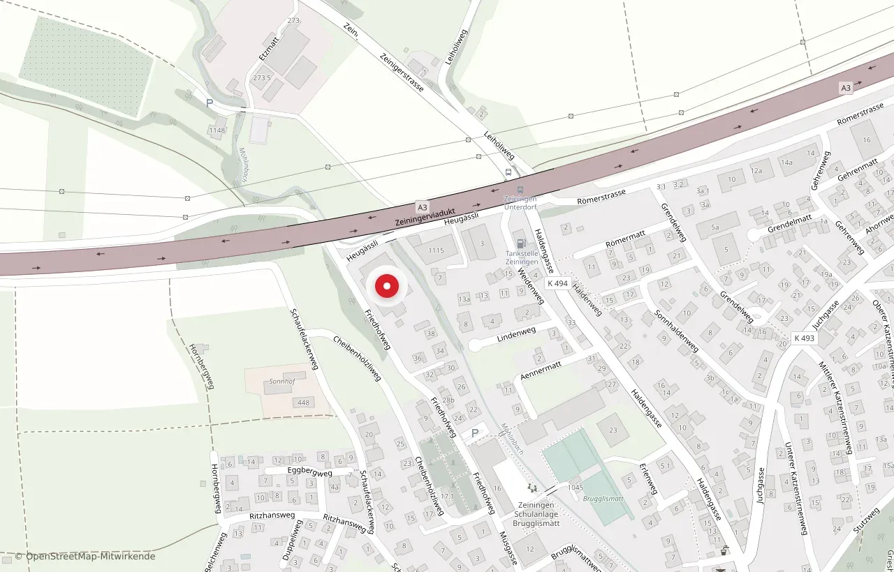 Karte mit dem Standort von Automobile Medi am Friedhofweg 40 in Zeiningen